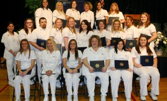 Special to TamaquaArea.com / Graduates of the Penn State Hazleton Practical Nursing program were, front row, from left: Corey A. Pronio, Michele A. Rodriguez, Nicole M. Sarosky, Rebecca J. Frey, Lacey N. Garrison and Stephanie L. Kishbaugh. Second row, from left, Megan L. Major, Rose M. Ulicny, Peter B. Calarco, Tracy M. Rhyder, Stacy A. Gonzalez, Nicole A. Smith, Hillary A. Lynch, Mallory C. Blasavage, Keledy J. Hidalgo and Ann K. Fuchs. Back row, from left, Roxanne Y. Sabia, Tonya R. Werley, Kellyn M. Schlauch, Tracy L. Patton, Karla M. Oriach and Carol A. McCue.