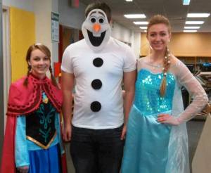 Pictured during the event are interns Natalie Fulk as "Anna", Jake Wenzel as "Olaf", and Krissy Gilbert as Elsa.