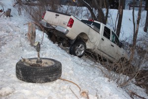 Truck Over Embankment, near Marian Avenue on Fairview Street, Rush Township, 2-12-2015 (15)
