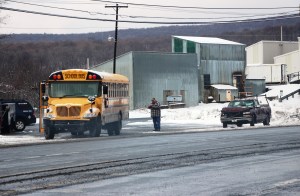 Truck Rear Ends Bus, No Students on Bus, SR309, West Penn Township, 2-10-2015 (3)