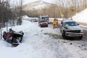Two-Vehicle Accident, SUV Overturns in Ditch, Mile Hill, SR309, Kline Township, 2-15-2015 (19)