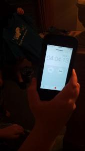 Olivia Brown, 11, timed it with her home. It reads 4 minutes and 4 seconds.