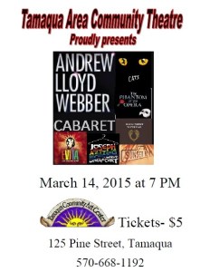 3-14-2015, Andrew Lloyd Webber Cabaret, Community Arts Center, Tamaqua