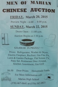 3-20-2015, Men of Marian Chinese Auction, Marian High School, Hometown