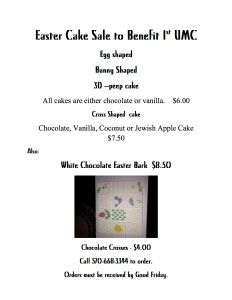 3-21-2015, Easter Cake Sale, First United Methodist Church, Tamaqua