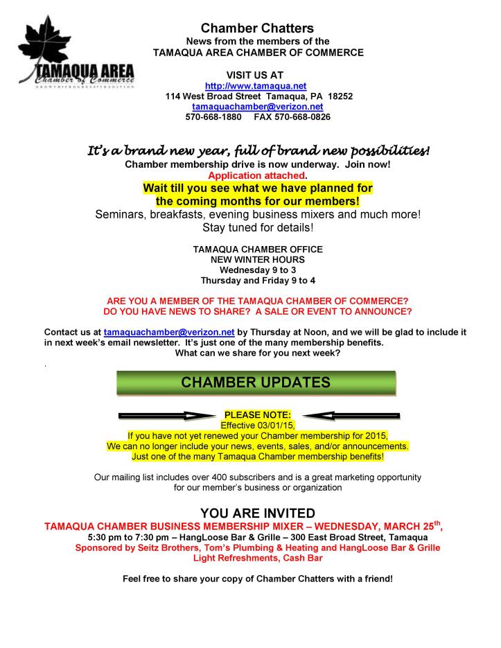 3-6-2015, Tamaqua Chamber of Commerce Chamber Chatters-page-001