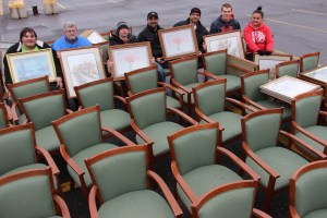 Volunteers pictured during the unloading of the truck are, from left, Frankie Latham, Jesse Durning, Eric Becker, Wisam "Sam" Abazly, Mike Gazo, Robert Craigle, and Eushina Craigle.