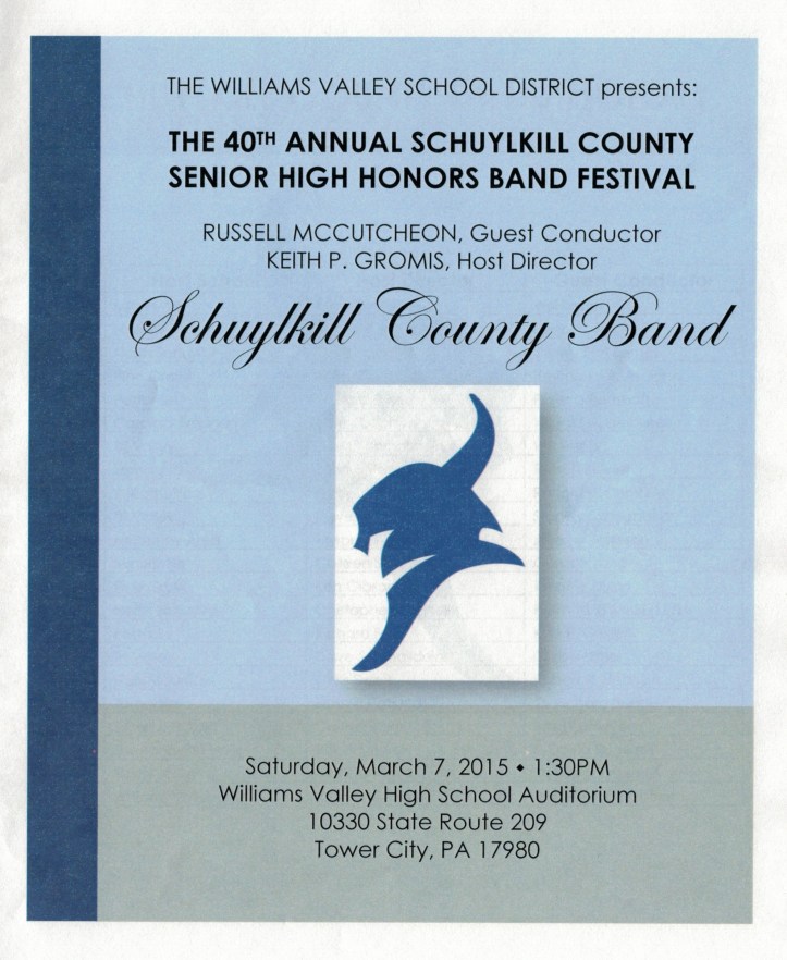 Schuylkill County Band at Williams Valley High School, Tower City, 3-7-2015 (1) (FRONT)