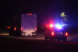Stuck Tractor Trailer, Rush Township Police Helping, Hometown Hill, SR309, Hometown, 3-3-2015 (36)