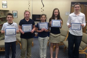 4-10-2015, Students of the Month, March 2015, Middle School, Tamaqua