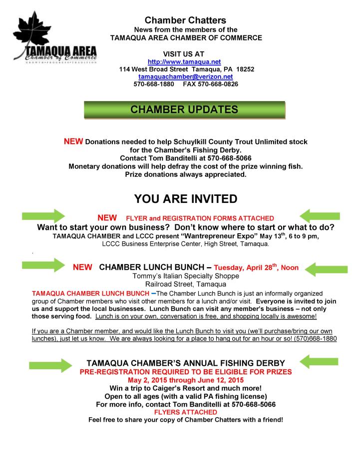 4-24-2015, Tamaqua Chamber of Commerce Chamber Chatters-page-001