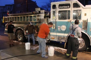 Cleaning Fire Truck, American Hose Company, Tamaqua, 4-7-2015 (4)
