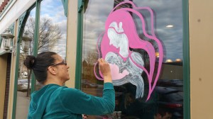 Kim Brogdon, Painting the Side of La Dolce Casa, Tamaqua, 4-26-2015 (1)