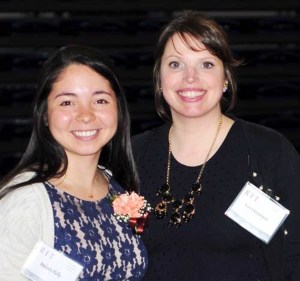 Outstanding Scholar student Melody Kelly, left, with Mrs. Lori Remmel.