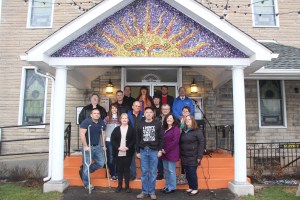 Mosaic Unveiling, Facade, Front of Tamaqua Community Arts Center, Tamaqua, 4-10-2015 (58)