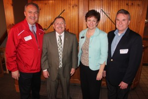 Pictured from left are Mark Fanelli, Schuylkill Chamber of Commerce; Robert Carl Jr., Executive Director, Schuylkill Chamber of Commerce; Mary Malone, President, Greater Hazleton Chamber of Commerce; and Kenneth Huebner, Schuylkill Chamber of Commerce.
