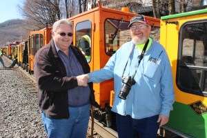 Pictured are ride organizer Gary Shrey, left, and Tamaqua Historical Society President Dale Freudenberger.