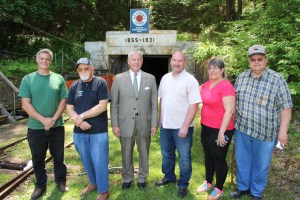 Pictured during the balloon release are, from left, Carbon County Commissioner William O'Gurek, No.9 President Dave Kuchta, No.9 correspondence secretary Jan LeVan, No. 9 board officer Dale Freudenberger and Carbon County Labor Chapter Terry Whiteman. 