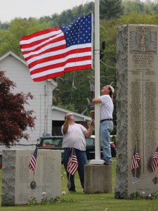 Coaldale American Legion Members Placing Flags at Seek Veteran Memorial, Coaldale (1)