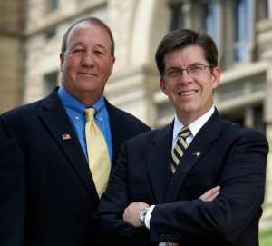 Frank Staudenmeier, left, and George Halcovage.