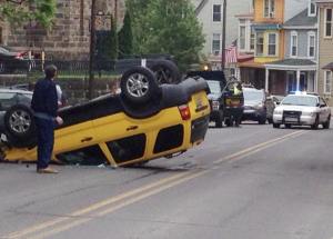Overturned SUV, Broadway, Jim Thorpe, 5-19-2015 (2)