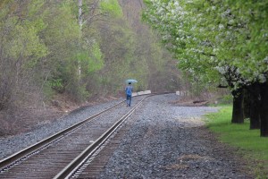 Walking the Tracks in the Rain, Tamaqua, 5-6-2015 (1)