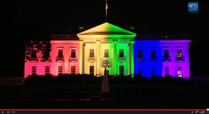 Pictured is a screenshot from footage of White House as of 10 PM tonight (Friday, June 26, 2015).