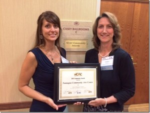 Special to TamaquaArea.com / Leona Rega (Tamaqua Community Art Center Director), on left, and Kathy Odorizzi (Dear Tamaqua Leadership Committee Member) with the NCAC 2015 Arts & Culture Community Award. 