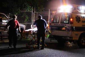 Emergency Personnel Transport Injured Man from Campsite in Tamaqua, 6-8-2015 (87)