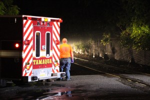 Emergency Personnel Transport Injured Man from Campsite in Tamaqua, 6-8-2015 (97)