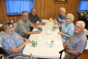 Pictured from left are Grace Gerber, Lamar Gerber, Donald Gerber, Joanne Heim, Ruby Knott, and Rod Knott.