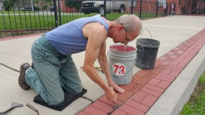 John Jack Steele, Placing Bricks, Tamaqua Train Station, Tamaqua, 6-17-2015 (1)
