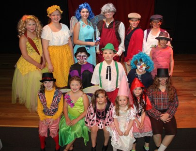 Pictured from front left are Nadiya Sieger, 13, as Sterling; Brooklyn Surotchak, 8, as junior puppet; Jill Spering-Gindville, 5, as junior puppet; Lianna Coombe-Holly, 4, as junior puppet; Shylah Kathleen Fenstermaker, 8, as junior puppet; and Amelia Cassell as Candlewyck).