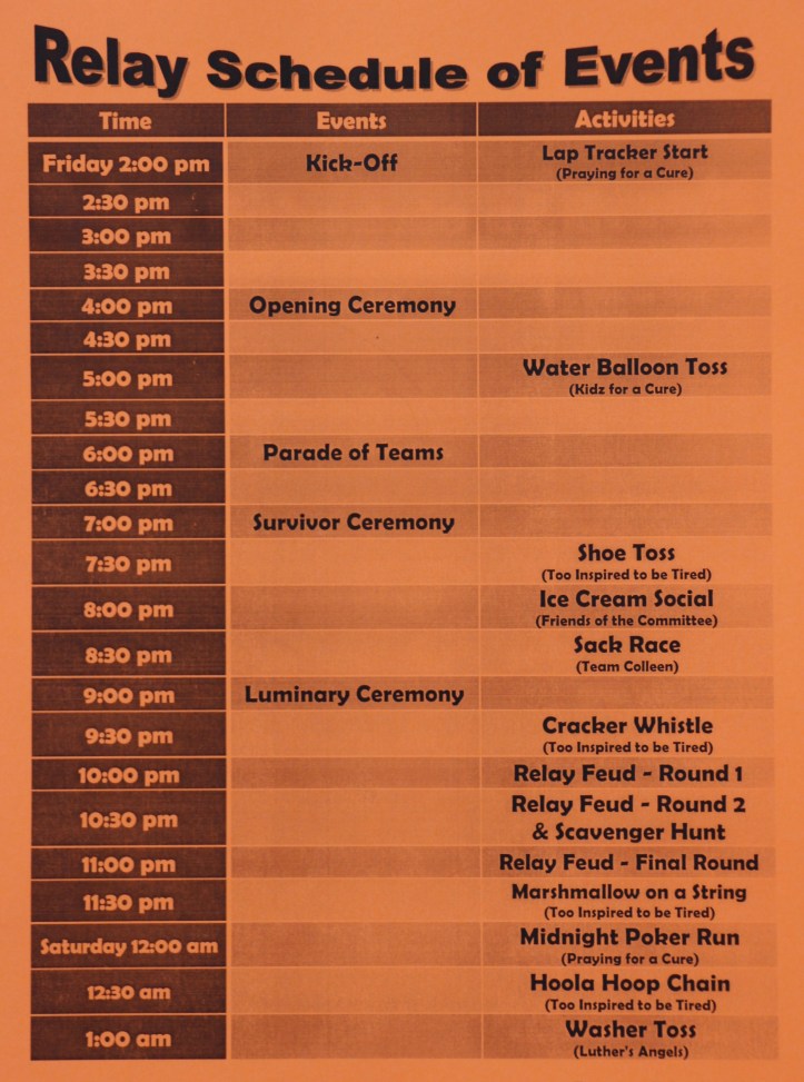 Schedule, Relay For Life for Tamaqua And Surrounding Communities (3)