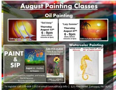 8-11-12-13-20-27-2015, Painting Classes, Tamaqua Community Arts Center, Tamaqua