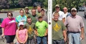 Installation of Peace Pole, via scout Bradly, Train Station Lot, Tamaqua, 8-22-2015 (4)