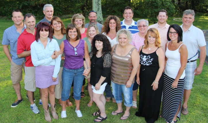1st Row – Helen (Harahus) Hafer, Kelly Griffiths, Tina (Gaughan) Miller, Christine (Woodward) Boyle, Wendy (Durling) Gerber, Lisa (Edmunds) Woods. 2nd Row - Brian Daubenspeck, Carolyn Marchetti, Michelle (Klatka) Chamberlain, Laurie (Fritzinger) DeAngelo, Sheila (Thompson) Mashak, Mary (Fredericks) Hosler 3rd Row – Tom Watsula, John Hechler, Dennis Welker, Fran Job, Wendel Paisley, Andy Tuzinski 