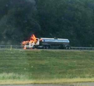Tractor Trailer Fire, Interstate 81 southbound, Hazleton, 8-19-2015 (1) - Copy