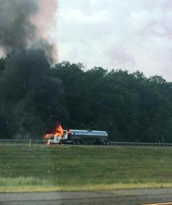 Tractor Trailer Fire, Interstate 81 southbound, Hazleton, 8-19-2015 (1)