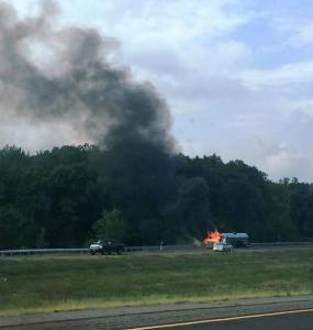 Tractor Trailer Fire, Interstate 81 southbound, Hazleton, 8-19-2015 (2)