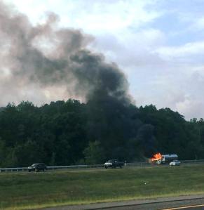 Tractor Trailer Fire, Interstate 81 southbound, Hazleton, 8-19-2015 (3)