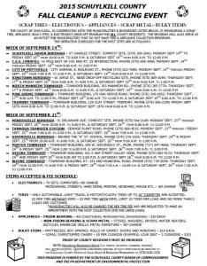 2015 Schuylkill County Fall Cleanup & Recycling Event