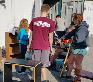 Members of the Tamaqua Volunteers group help giveaway some items drop-off during the last giveaway,