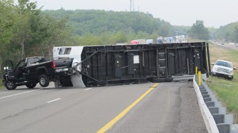Overturned Camper, Pickup, Mile Marker 134, Delano exit, Southbound, Interstate 81, 9-4-2015 (5)