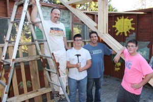 Pictured from left are Ben Turrano; son Benjamin H. Turrano, 17; Jeff Henninger of the First Presbyterian Church of Allentown; and Ethan Turrano, 13.