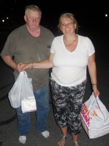 Pictured donating snacks are Raymond Pfeil and Mary Stine.