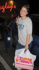 Pictured donating snacks are Judie Jenkins.