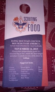 11-14-2015, Scouting for Food, Tamaqua Boy Scouts, Tamaqua Area, Panther Valley Area