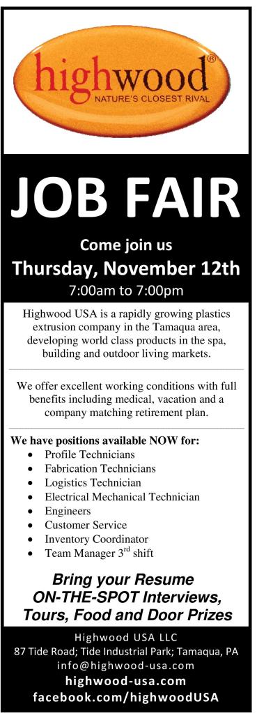 Job Fair Ad for Highwood USA LLC, Hometown, 11-9-2015 - Copy