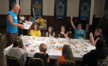 Stephen Bennett, Kids Portrait Painting Workshop, Community Arts Center, Tamaqua, 9-29-2015 (3)